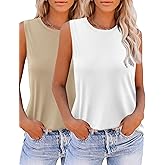 Zeagoo Womens 2026 Tank Tops Casual Crewneck Sleeveless T Shirts Loose Fit Summer Tunic Blouse