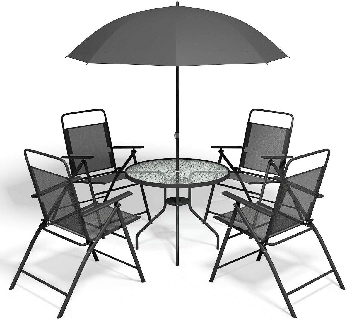 Lapha' Mesa Redonda de Acero Templado de Vidrio para 4 sillas para