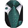 Dubulle Mens Paisley Floral Silk Tie for Men Striped Necktie and Pocket Square Cufflinks Set Wedding Business