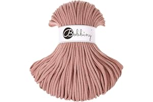 Bobbiny Premium 5mm Braided Macrame Cord (Blush) 108yds/330ft (100% Recycled Cotton)
