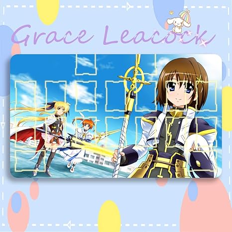 Amazon Graceleacock カードゲームプレイマット 遊戯王 プレイマット 魔法少女リリカルなのは 高町 なのは フェイト テスタロッサ Tcg万能 収納ケース付き アニメ 萌え カード枠あり 60cm 35cm 0 2cm トレカ 通販