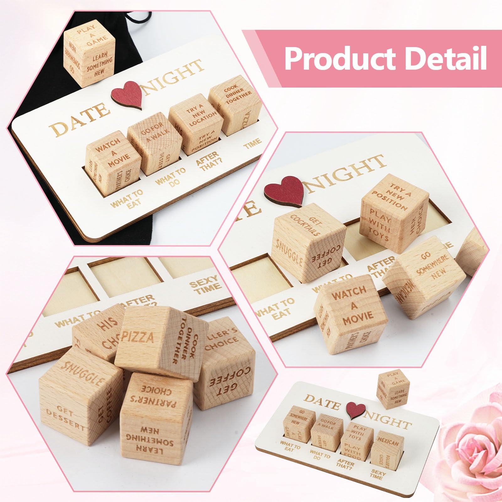Date Night Fun: Wooden Love Dice, Food & Date Ideas, Gifts for Couples