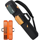 Bosynoy Pool Cue Case 3x3, Pool Stick Case Soft Padded Cue Case, Black | Pool Cue Bag Holds 3 Butts and 3 Shafts, with 2 Detachable Accessory Pockets, a Padded Shoulder Strap and Carry Handle