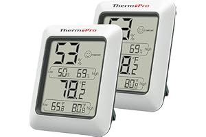 ThermoPro TP50 2 Pieces Digital Hygrometer Indoor Thermometer Room Thermometer and Humidity Gauge with Temperature Humidity M
