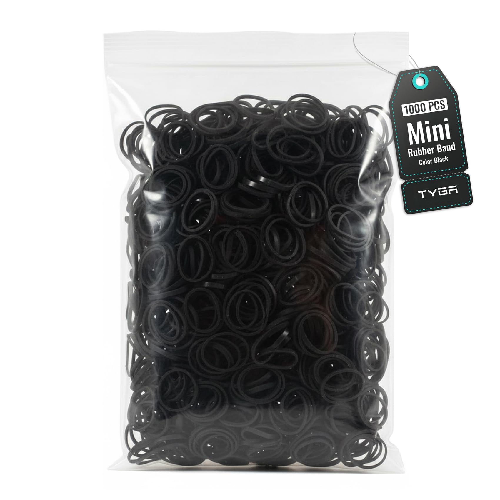 TYGA Store Pack of 1000 Mini Rubber Bands Soft Elastic Bands for Kids Hair, Braids Ponytail Hair, Pet Hairband Wedding Hairstyle and More (Black)