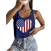 AMWIPE American Flag Crop Tank Womens 4th of July Patriotic Tank USA Stars Stripes Shirt America Sleeveless Tee Tops