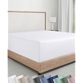 Soft Natural 100% Cotton Sateen Twin Fitted Sheets, Bright White | Backed by Good Housekeeping Seal, All-Around Elastic, No-Pop Fit, Durable, Easy Care, OEKO-TEX Certified