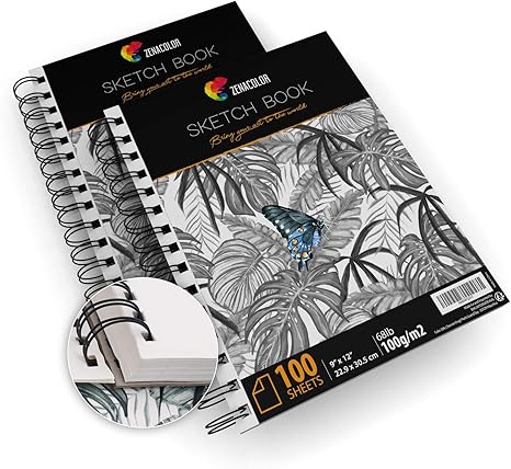 Pack de 2 x Bloc de Dibujo Profesional, A4 (9”x12”) con Espiral ...