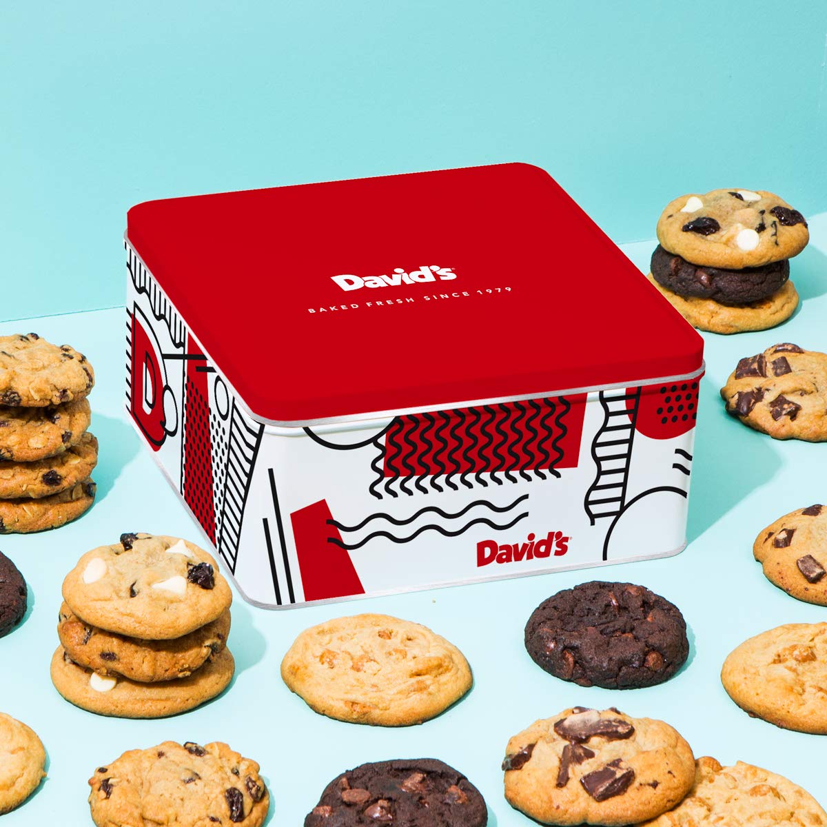 David's Cookies and Brownie Family Pack 5 Lb. Gift Tin Grocery & Gourmet Food