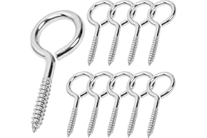 ACCZIO 10PCS 2 inches Screw Eyes M3 304 Stainless Steel Eye Screws, Heavy Duty Screw, Eye Hooks Screw Eye Bolts Eye Hooks Screw, Indoor & Outdoor Uses (10, M3-2inch)