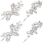 Waydress 4 Pcs Rhinestone Bridal Hair Clip Leaf Wedding Hairpin Bride Crystal Hair Barrette Accessories for Women (Delicate Rhinestone Style)