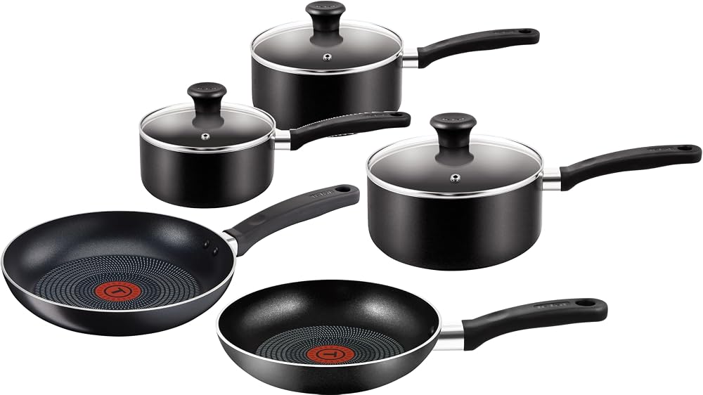 Tefal Essential 5-Piece Non-Stick Cookware Set 3 Saucepans 16 18 20cm