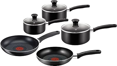 Tefal Essential 5-Piece Non-Stick Cookware Set 3 Saucepans 16 18 20cm
