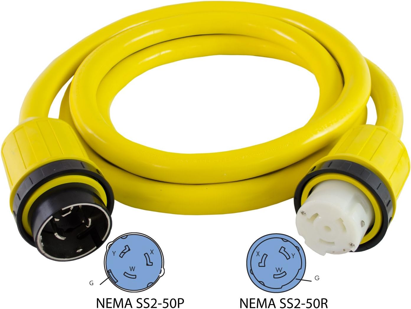 Conntek 50 Amp 125/250-Volt Marine Shore Power 4 Wire Extension Cord with Threaded Ring: Sports & Outdoors