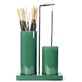 2 in 1 Incense Holder for Sticks Incense Burner Holder with Storage,Glass Upside Down Incense Holder for Sticks with Glass Ash Catcher for Meditation Yoga Spa Room Home Decor[Full Green]