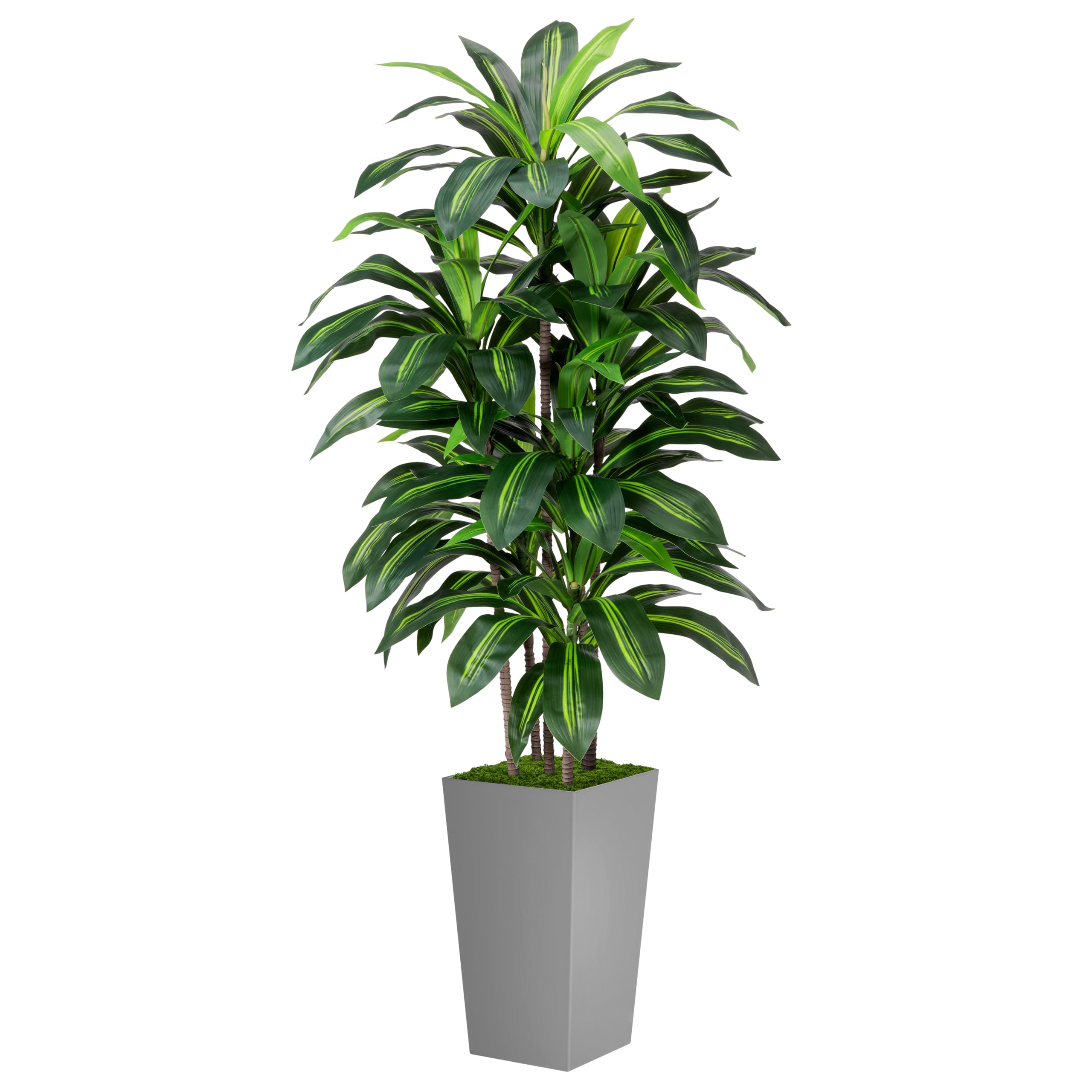 Artificial Dracaena Plant Indoor 5FT - Fake Tree with Gray Tall Planter - Faux Yucca Tree Tall Fake Floor Plant in Pot - Artificial Trees for Home Office Indoor