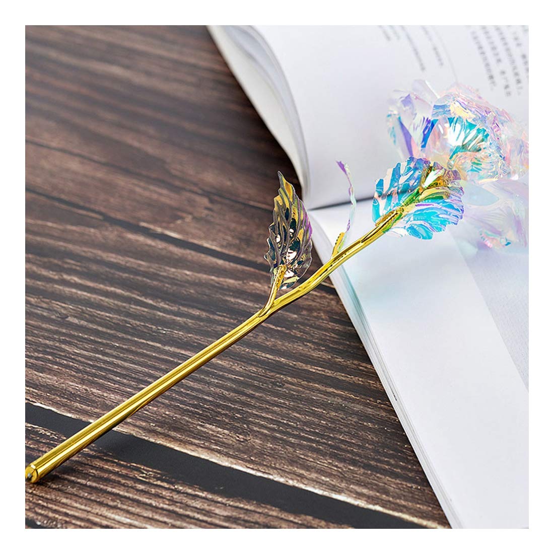 Gold Dipped Rose Red Gold Plated Rose - Everlasting Long Stem Real Rose Exquisite Holder, Romantic Gift for Valentine\'s Day, Best for Her Anniversary and Mother\'s Day Shohotop (Gold)