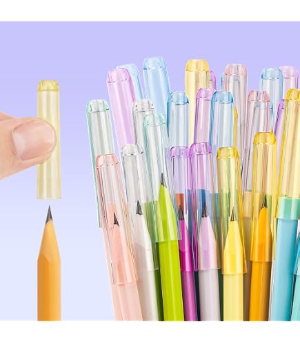 40 Pcs Clear Plastic Pencil Tip Protectors - Pencil Caps, Extenders, Sensory Toppers For School