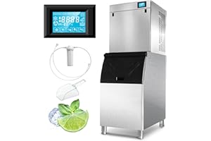 HOLYMUSS 22" Commercial Ice Maker Machine 450LBS/24H with 250LBS Storage Bin, Powerfull Compressor, 182 Full Cube Ice Ready in 8-15 min, Air Cooled, Industrial Ice Machine for Business