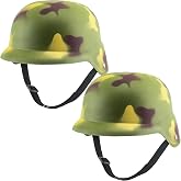 Cotiny 2 Pack Kids Army Helmet Plastic Camouflage Hats Soldier Helmet for Kids Halloween Cosplay Camo Party Dress Up Accessories