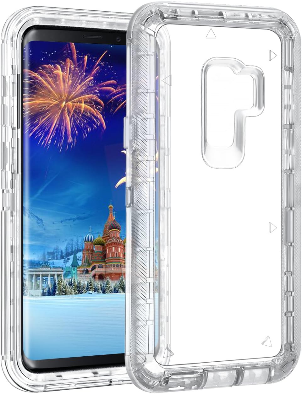 WOLLONY for Galaxy S9 Plus Case,360 Full Body Shockproof Crystal Clear Case Heavy Duty Phone Bumper Non-Slip Soft Rubber Protective Cover for Samsung Galaxy S9 Plus - Clear