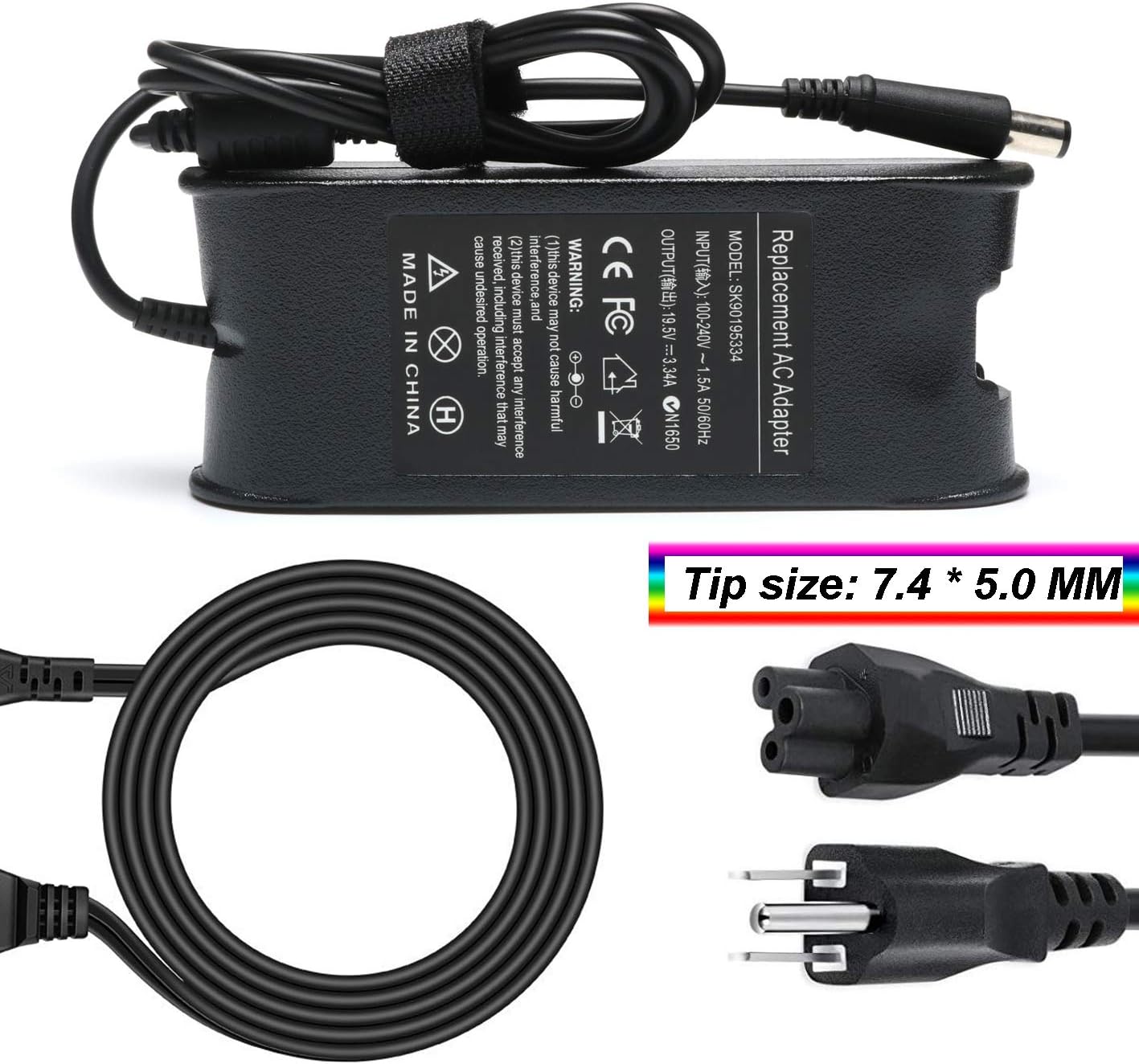 EERSY 65W Charger Repalcement for Dell Latitude E6420 E6430 E6430s E6430U E6440 E6500 E6510 E6520 E6530 E6540 E7240 E7250 E7440 E7450 LA65NM130 HA65NM130 (19.5V 3.34A)