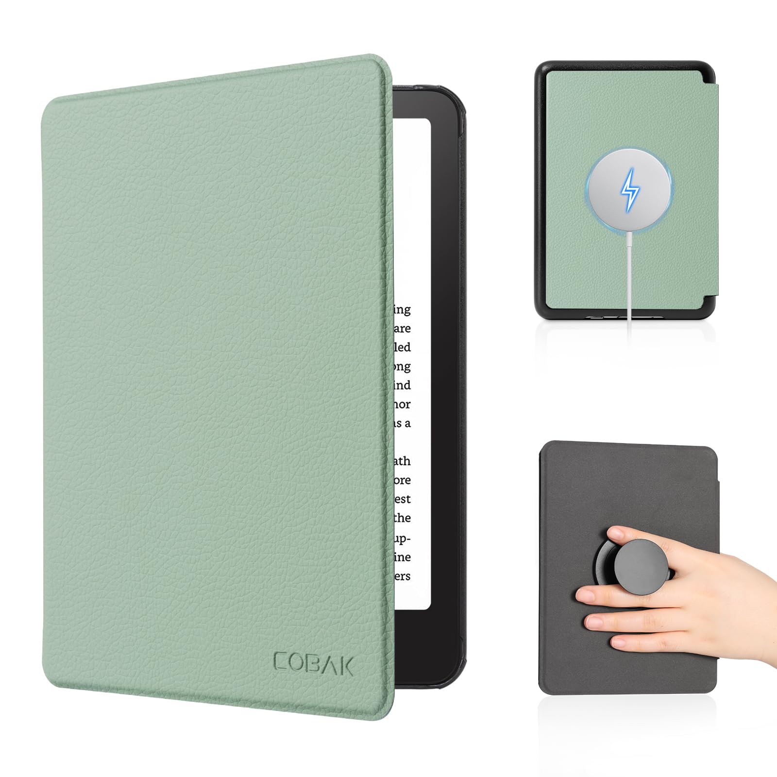 Photo 1 of CoBak Magnetic Case for 6" Kindle 2024 and 2022 (11 Generation) - Compatible with PopSockets/UGREEN/Anker Magnetic Grip and Stand, Auto Sleep and Wake, Premium Protective Case for Kindle Basic, Sage