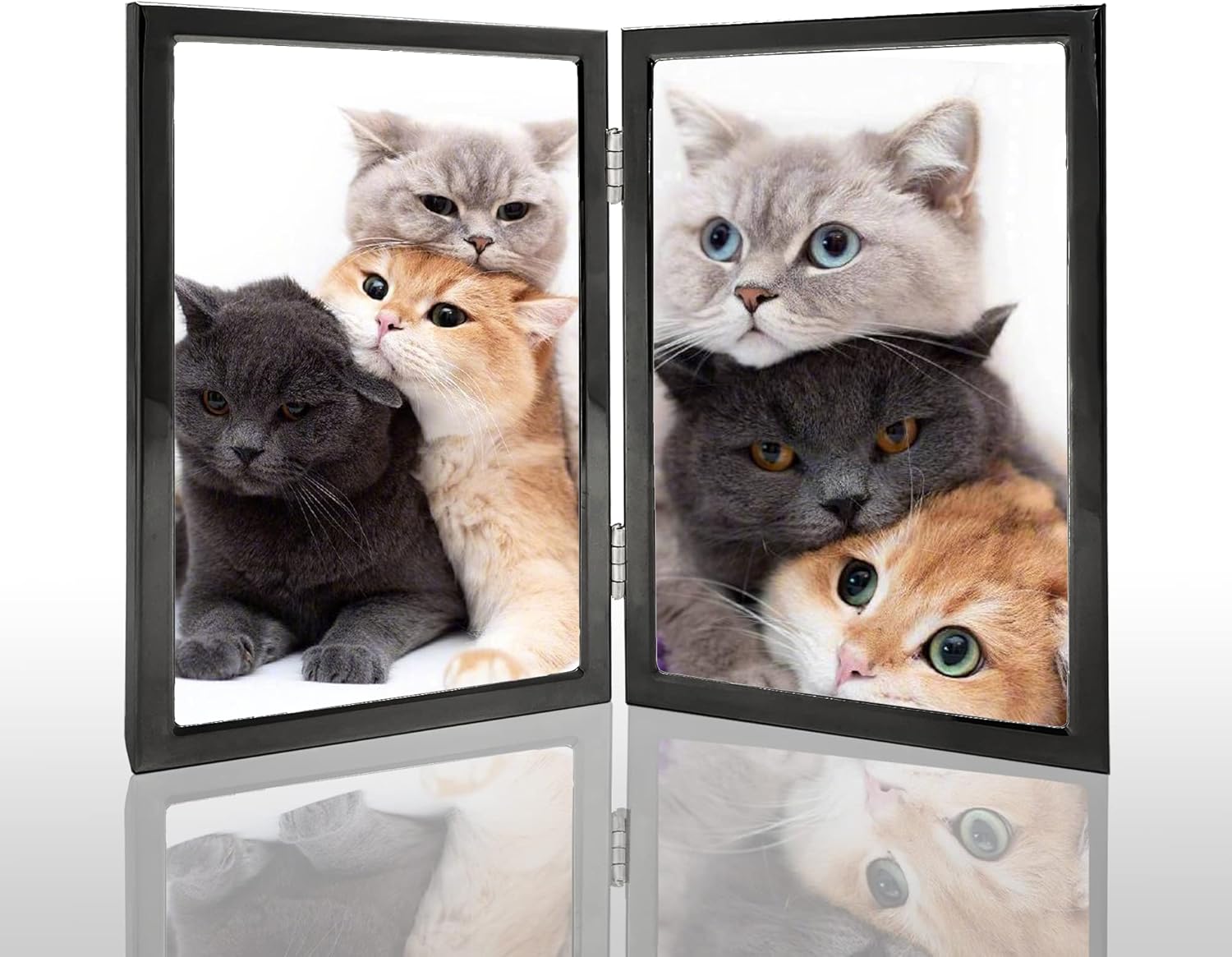 Photo Albums, Frames & Accessories - DECANIT 3.5x5 Picture Frame Double Hinged Black Metal Thin Edge Frame with High Definition Glass Front Folding Frames Stand Vertically on Tabletop,Black