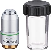 AmScope PA20X 20X Plan Achromatic Microscope Objective Lens | DIN Standard RMS 20.32mm Thread 160mm Finite Tube Length Compatible Numerical Aperture 0.40 Plan Achromatic