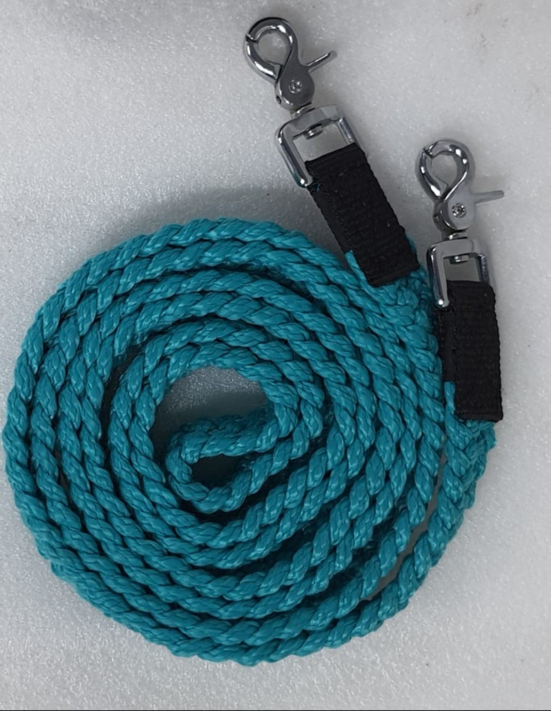 SHOWMEN CRAFT Braided Cotton Rein for Horse Headstall with Snaps Soft and Durable Reins (Blue 8')