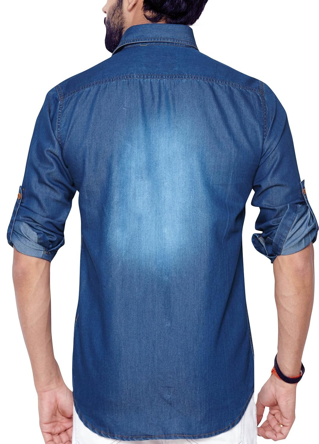 true united dark blue casual denim shirt for men