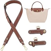 ATSEKTZ Crossbody Strap Conversion Kit Compatible with Longchamp Le Pliage S/M Bags, Adjustable Leather Purse Strap, No-Punch Buckles &ndash; Brown with Gold Hardware