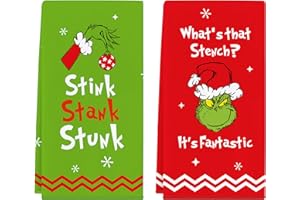 Cheroloven Funny Christmas Hand Towels, 2 Pack Holiday Collection Kitchen Towels, Absorbent Bathroom Towels, Cute Christmas Kitchen Bath Room Decorations, Novelty White Elephant Gifts for Women Men