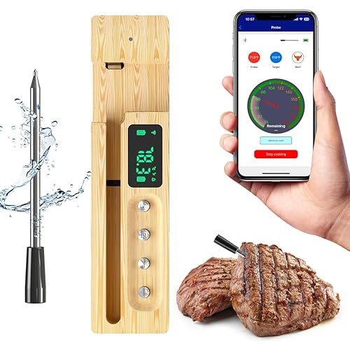 CirSureas Wireless Meat Thermometer Digital, Smart Bluetooth WiFi Instant Read Food Thermometer for Oven, Smoker, BBQ, Rotisserie, Kitchen, High Heat Resistance Long Range with App