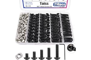 Taiss 210PCS M5 T-Nuts and Bolts Kit for 2020 Aluminum Extrusion Hardware,Hammer Head M5 T-Slot Nut,M5x8/12/16/20mm Hexagon Socket Screws with Hex Wrench