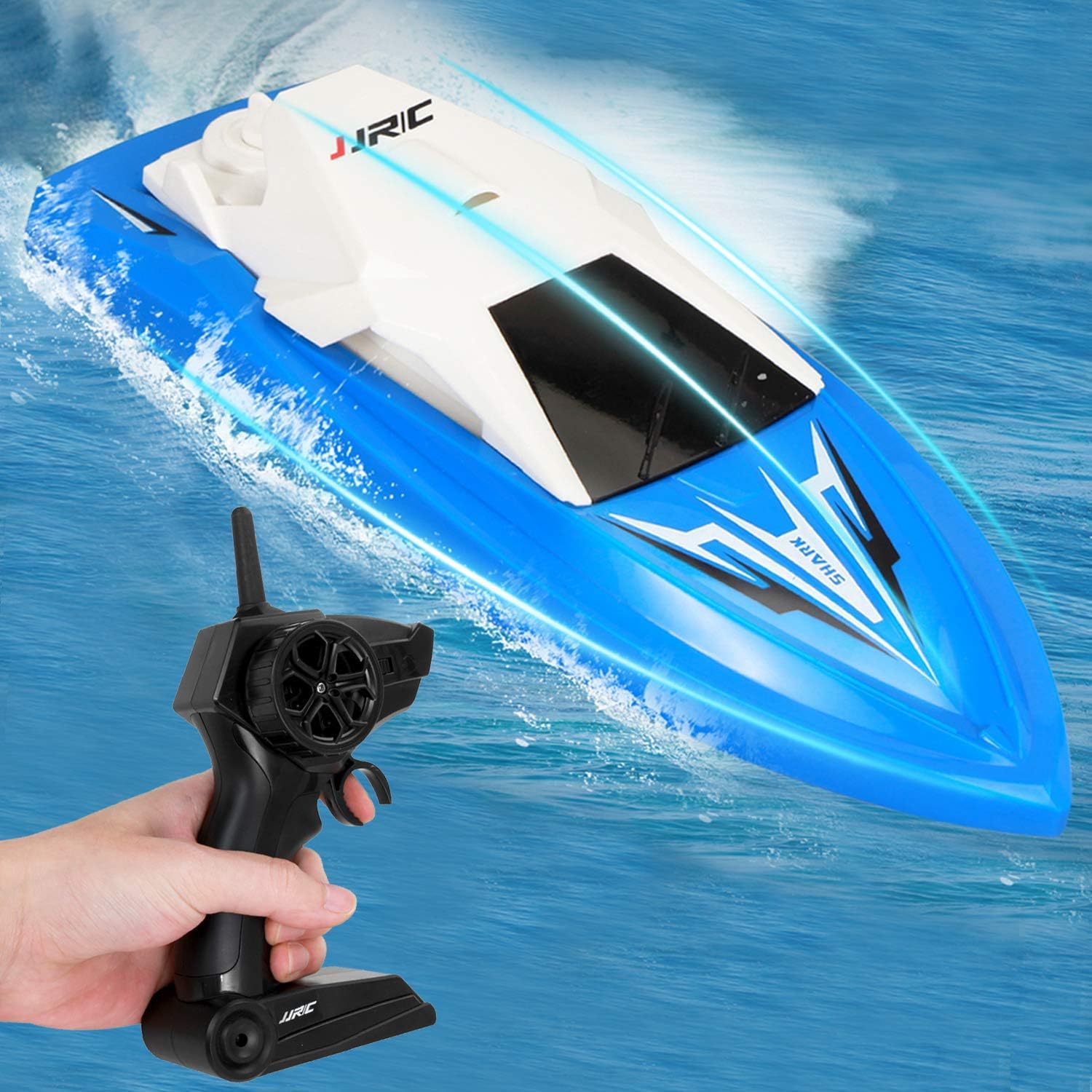 GotechoD Remote Control Boat for Kids Adults RC Boats for Pools and Lakes 2.4Ghz Racing Boats High Speed 20minutes Play Time Rechargeable Electric RC Toys for 6,7,8-16 Year Old Boys Girls Gifts Blue