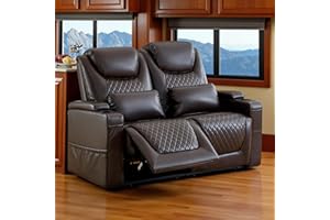 AZXZCS RV Loveseat Recliner, Wall Hugger Recliner Sofa PU Leather with Removable Armrests and Pillows for RVs, Living Rooms, and Home Theaters (Brown, Row of 2)