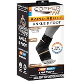Copper Fit unisex adult Rapid Relief &amp; Hot/Cold Ankle Foot Wrap with Hot Cold Pack, Black, One Size Fits Most US
