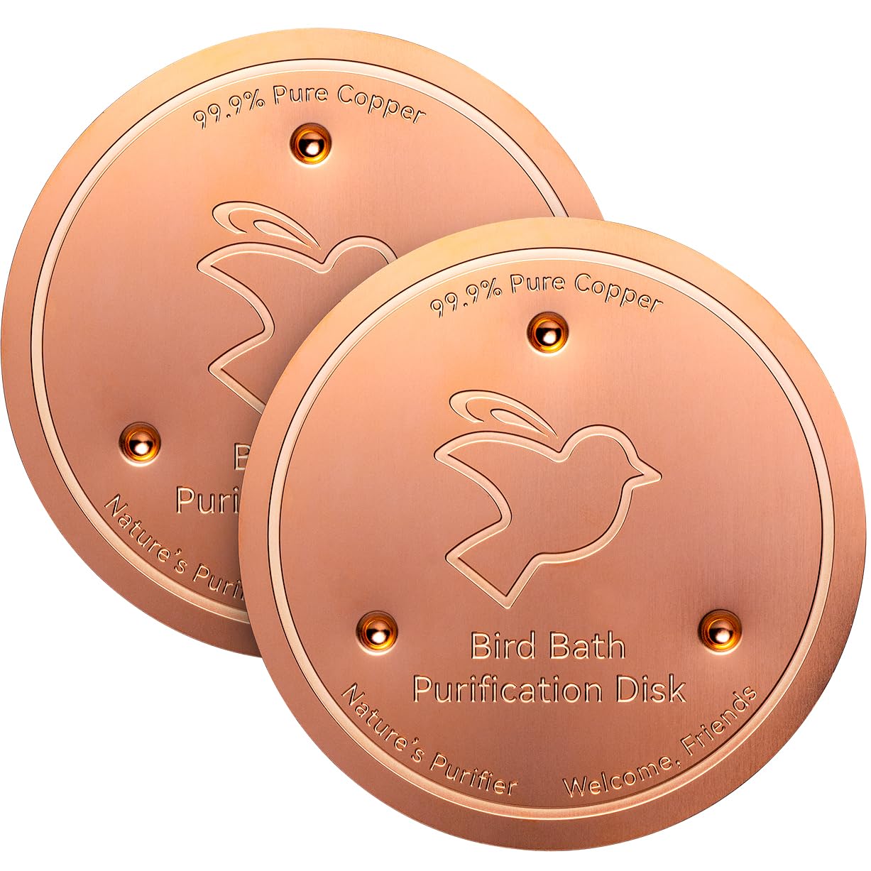 Photo 1 of Mellbree 2-Pack Bird Bath Copper Disk, 0.6mm Reinforced 99.99% Pure Copper Cleaning Disk with Triple-Point Support for Physical Safe Clean Water All-Season, Universal Fit for Outdoor Birdbaths, Bowl