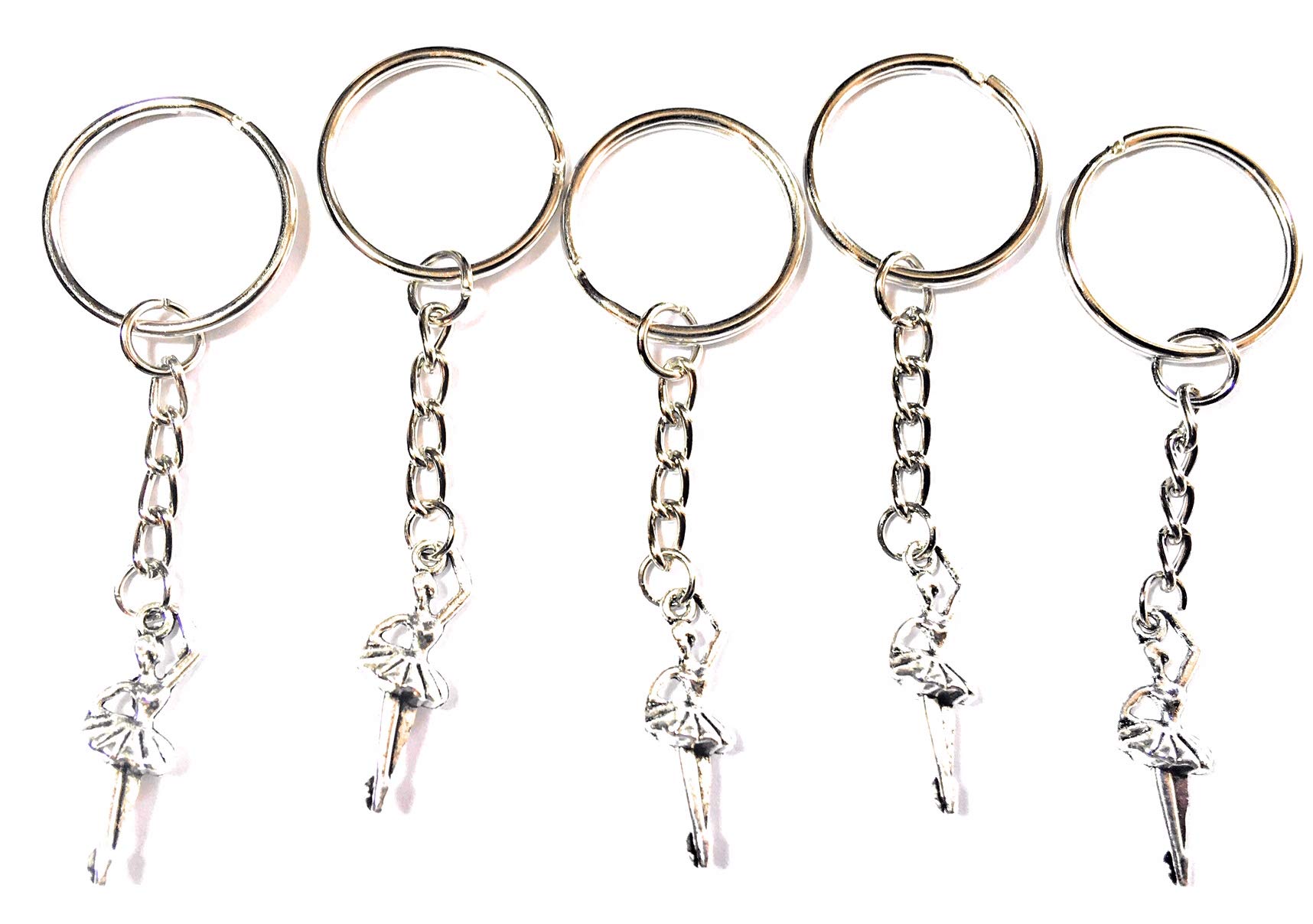 FizzyButton Gifts Set of 5 Ballerina Keyrings Key Rings for Birthday Party Bag Fillers