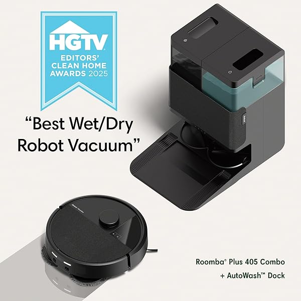 IROBOT ROOMBA PLUS 405 (G181) 2IN1 VACUUM & MOP ROBOT WITH AUTOWASH DOCK – DUAL SPINNING, SMART & FAST MAPPING, IDEAL FOR PET HAIR, SELF-EMPTIES 75 DAYS, INTENSE SUCTION, PAD WASHING & DRYING