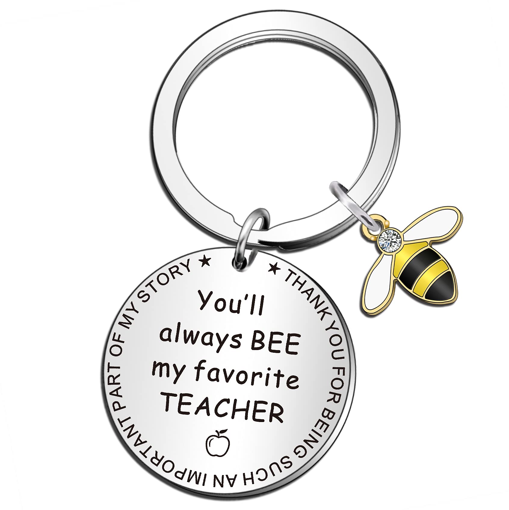 QMVMV Teacher Gifts You Will Always Be My Favorite Teacher Keyring Thank You Gifts for Men Women