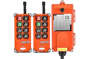 NEWTRY 8 Buttons Wireless Crane Remote Control 24V 2 Transmitters Industrial Channel Electric Lift Hoist Switch Receiver (F21E1B Transmitter + DC 24V Receiver)
