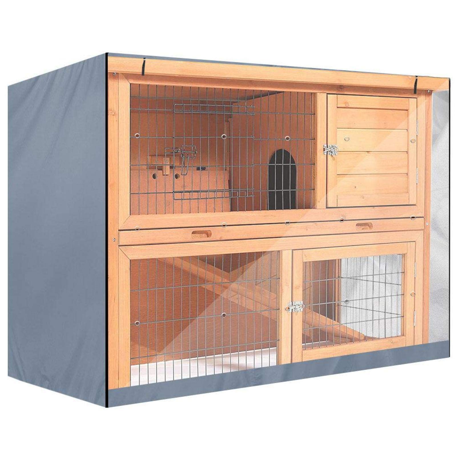 Double Layer Rabbit Hutch Cover Outdoor Bunny Hutch Dust-Proof Cover Small Animal Cage Cover Decker Rabbit Hutch for Poultry Cage, 48x19.7x41.3in(Gray)
