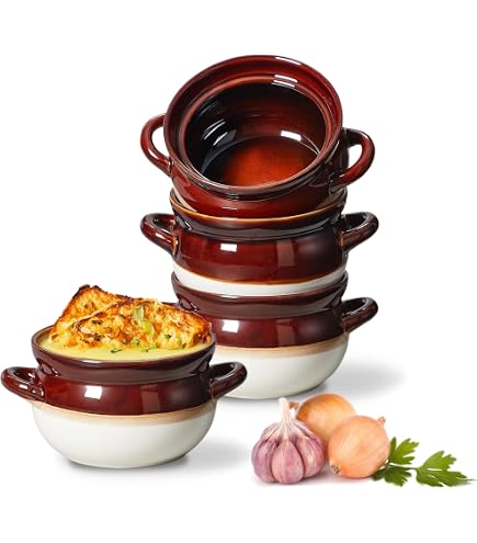 Jaamyears Petits bols à soupe à l'oignon 260 ml, style japonais en céramique, passe au four, tasse à soupe de couleur unie avec poignées et couvercle