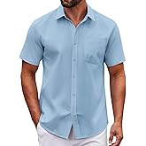 COOFANDY Mens Wrinkle Free Dress Shirt Short Sleeve Button Down Print Shirt Summer Business Casual Shirts with Pocket