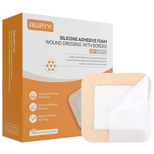 Silicone Adhesive Foam Wound Dressing with Border, 4" X 4"(10 Individual  Pack), Sterile, 5-Layer, Excellent Breathability Gel Pad for Pressure Ulcer,  Leg Ulcer, Diabetic Foot Ulcer by Aiwryyi in Dubai - UAE |