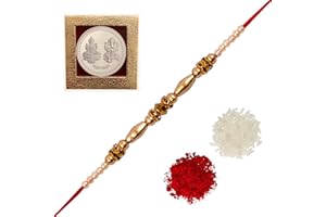 Amba Handicraft Rakhi for Brother Rakhi Set Rakhi bracelet for brother Designer Rakhi Rudraksha Rakhi for Bhaiya Bhabhi Rakhi Gift Set.Assorted Rakhi Set Premium Rakhi AHRKE331
