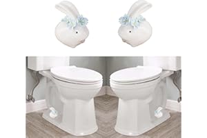 RENUIS 2 Pcs Ceramic Bunny Toilet Floor Bolt Caps,Cute Animal Toilet Screw Caps Decorative,Toilet Bolt Figurine,Toilet Bowl Cap Covers,Decorative Bathroom Toilet Bolt Easy Installation(Bunny-02blue)
