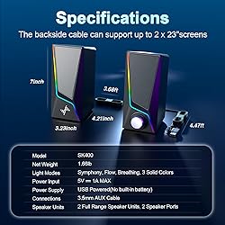 Computer Speakers, PC Speakers with 6 Lighting